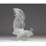 LALIQUE France: Rooster in pressed molded crystal.
