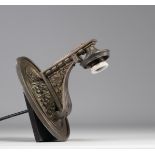 Art Deco silvered bronze wall lamp with floral motif