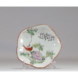 Small qianjiang cai porcelain dish decorated with birds and flowers