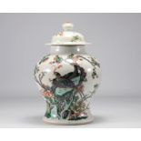 Covered vase in porcelain of the XIXth century famille verte
