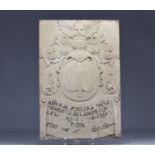 Marble plaque with carved Liege coat of arms (BE) from the 18th century