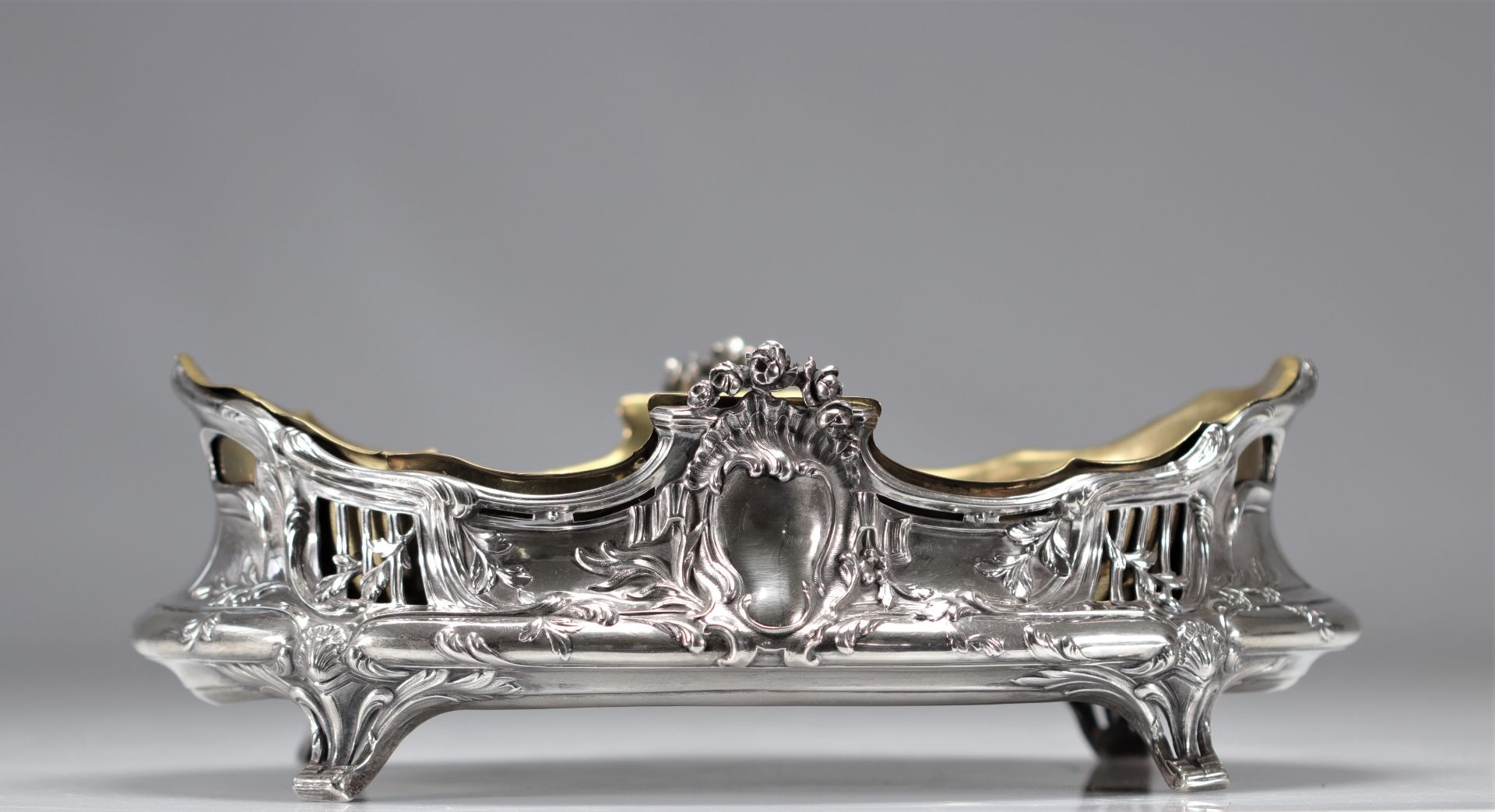 PUIFORCAT solid silver jardiniere, Louis XV style, hallmarked 950 and E&P