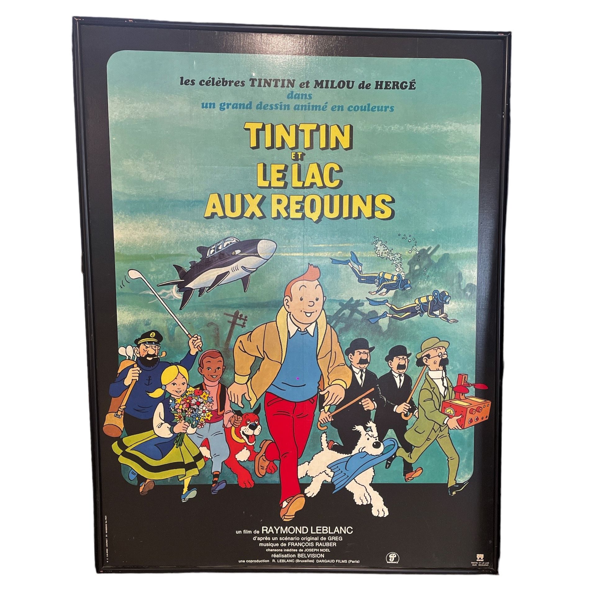 Large canvas poster for the film "Tintin le lac aux requins" (Tintin and the lake of sharks)