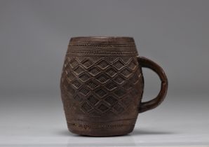 Old Kuba bowl with geometrical motifs, Rep Dem Congo
