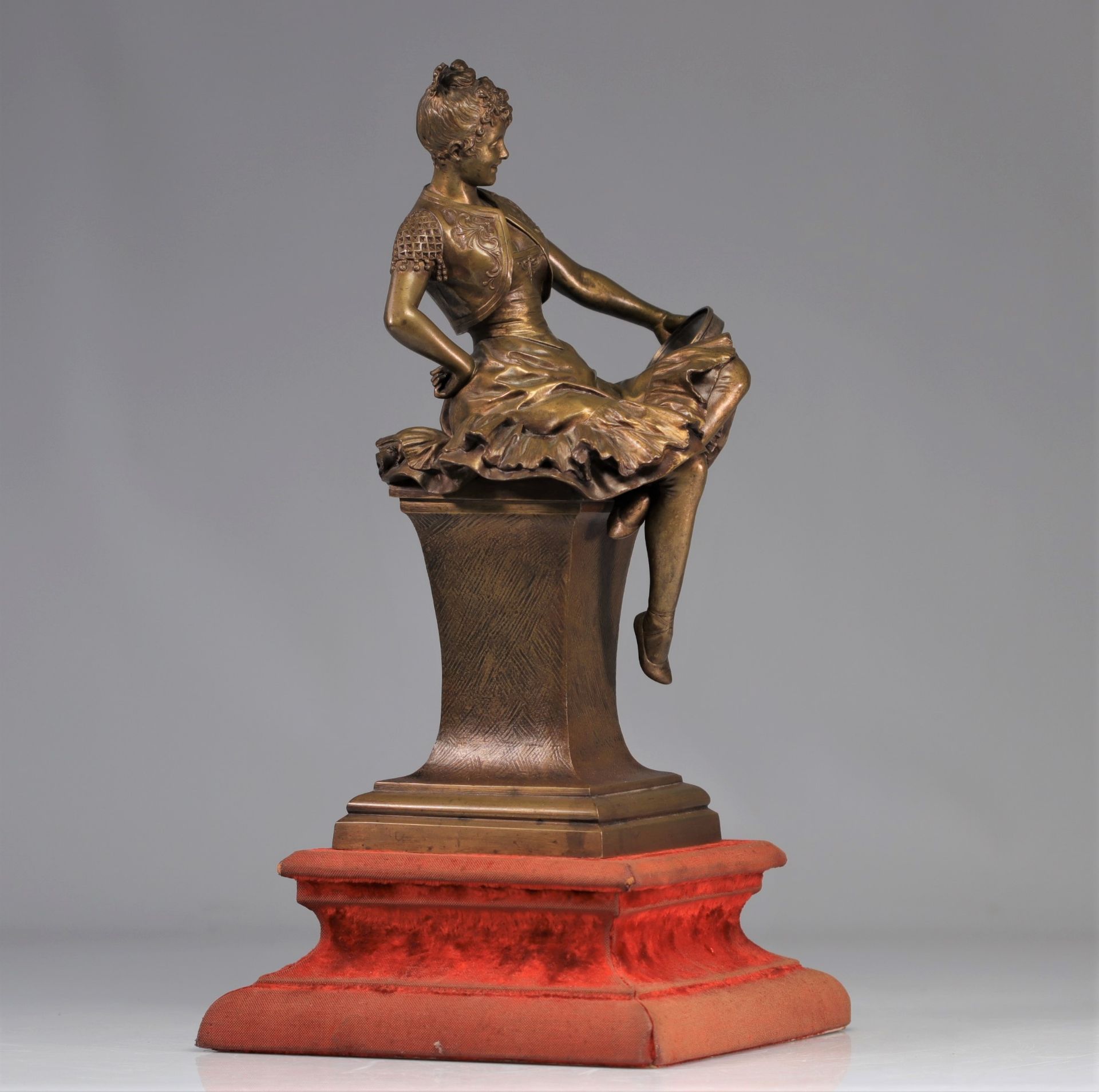 Eutrope BOURET (1833-1906) Bronze young woman with tambourine