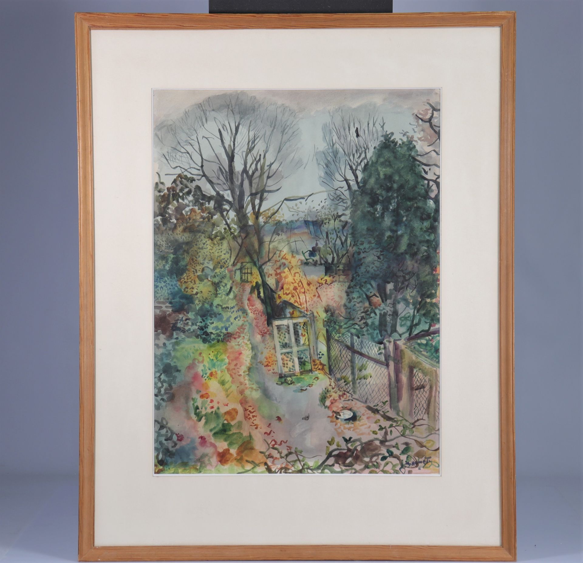 Marie HOWET (1897-1984) Drawing-Watercolour "garden view" - Bild 2 aus 2