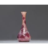 LEGRAS acid-etched vase with mauve floral design