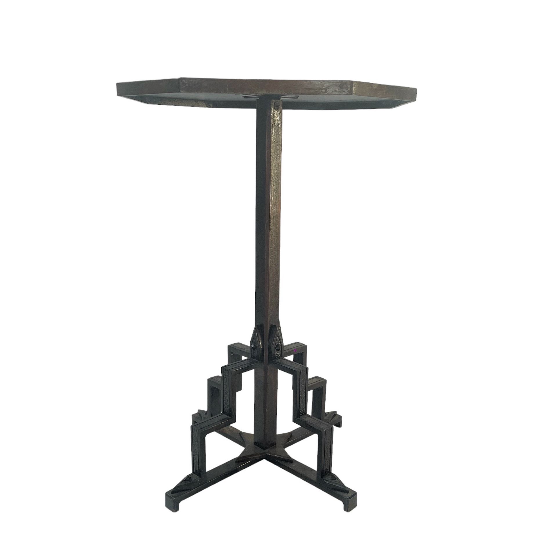 Wrought iron pedestal table, French Art Deco work from 1930