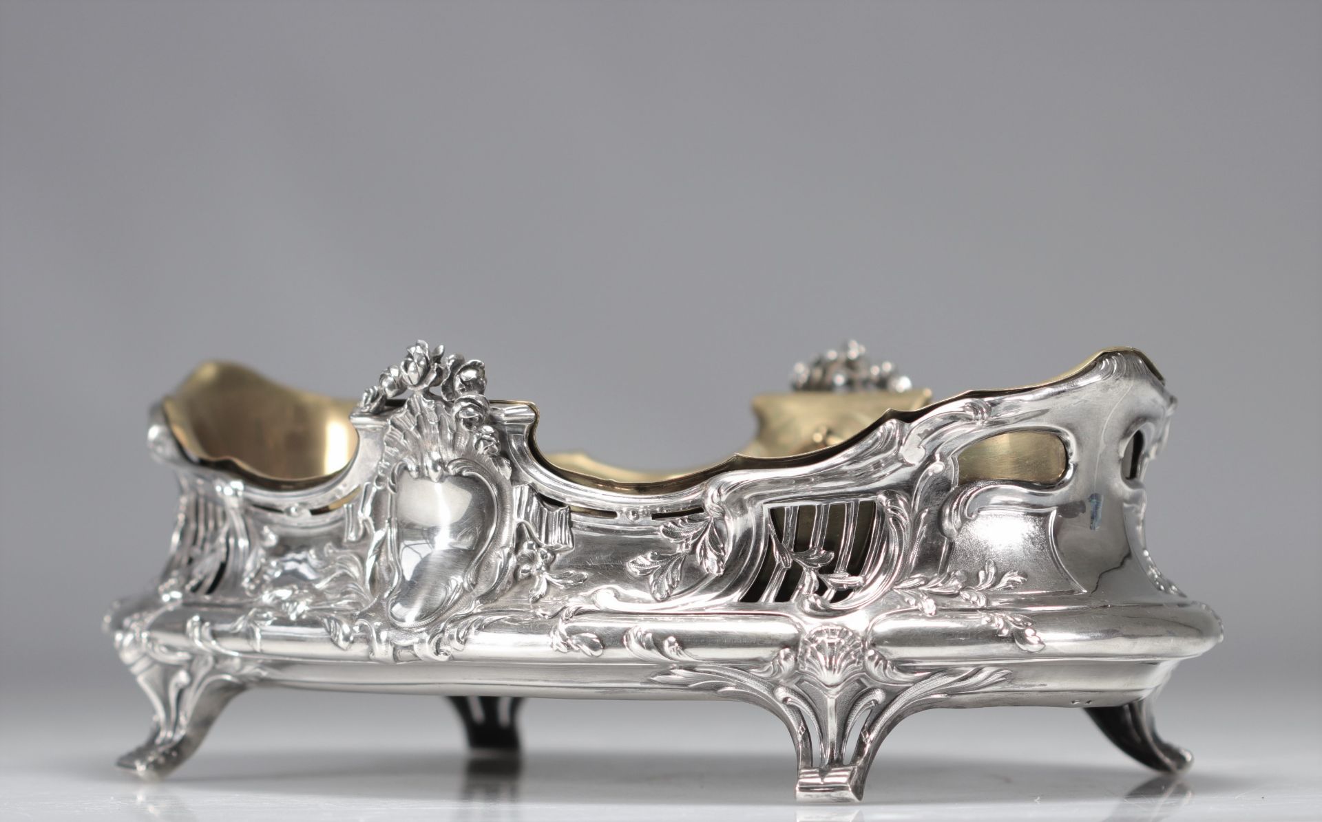 PUIFORCAT solid silver jardiniere, Louis XV style, hallmarked 950 and E&P - Image 3 of 7