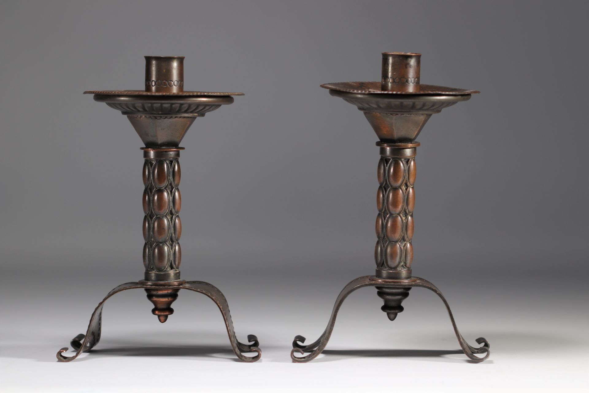 (2) Pair of two-legged candlesticks - Art Nouveau