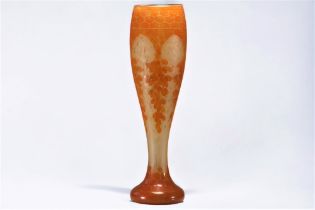 Le Verre Francais large acid-etched vase with date tree design