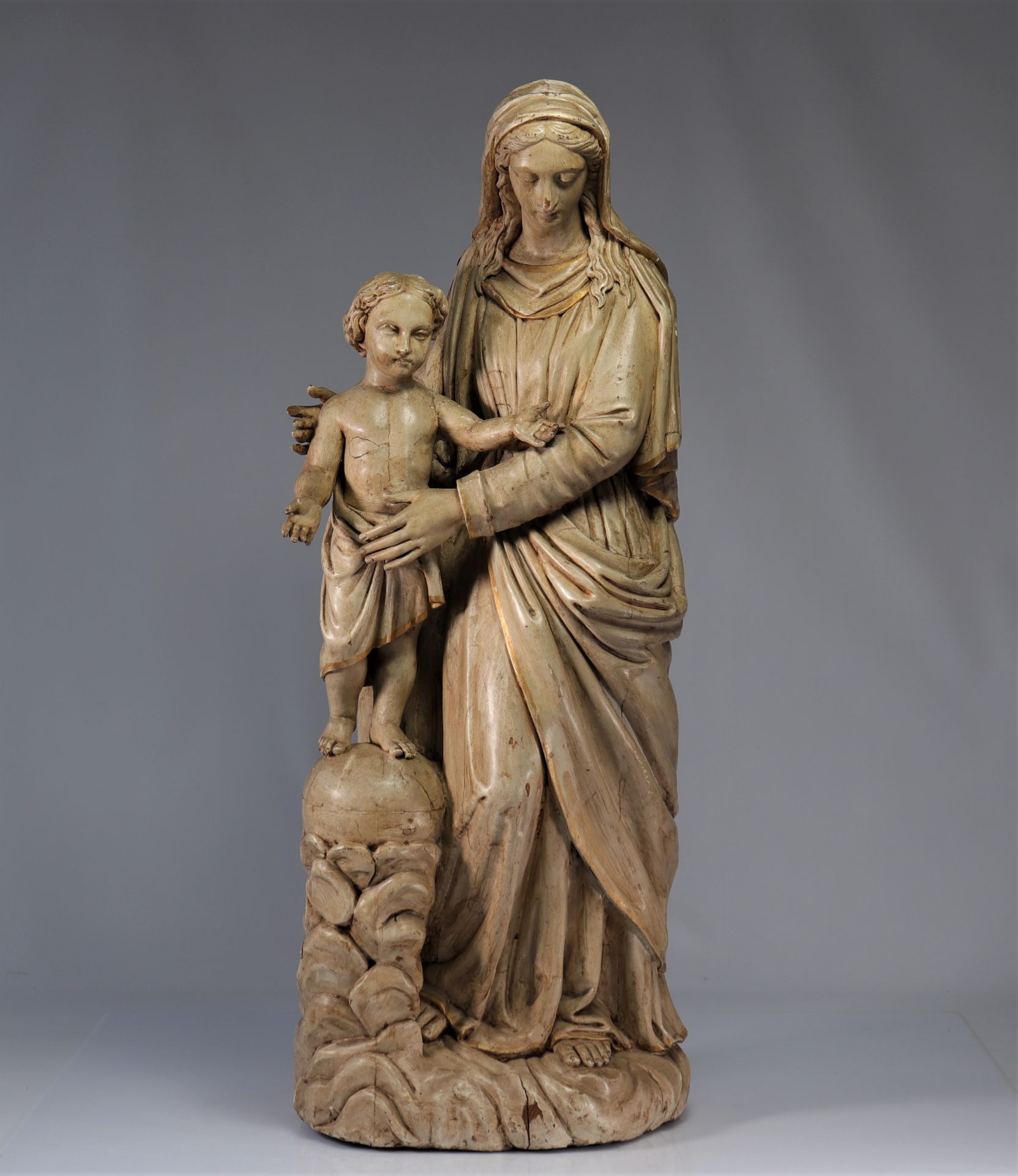 Large wooden sculpture of the Virgin and Child from 17th century - Image 5 of 5