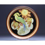 Charles CATTEAU (1880-1966). Boch Keramis dish decorated with lyre birds in mat finish.