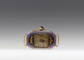 Ladies' watch in yellow gold and enamel - Art Deco