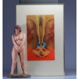 Andre LEPRINCE (1946) mixed technique and erotic sculpture of a nude woman