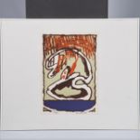 Pierre ALECHINSKY (1927) "Composition with a snake" color lithograph