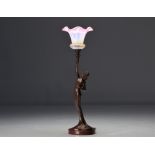 Francis RENAUD (1887-1973) Table lamp of a young woman in bronze, 1900