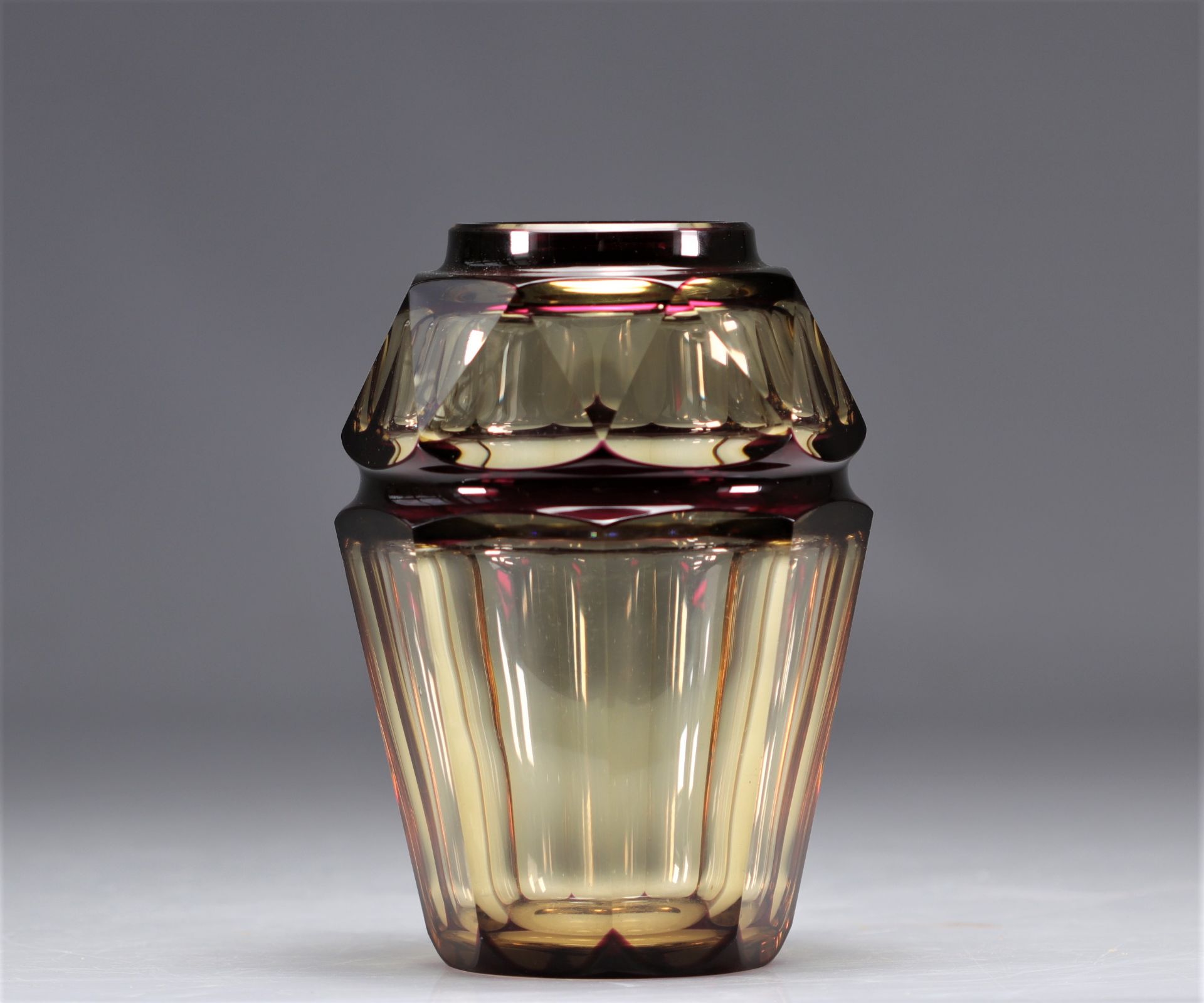 Val Saint Lambert topaz crystal vase with red Art Deco lining - Bild 3 aus 6