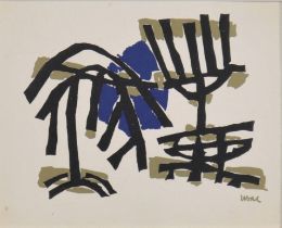 Raoul UBAC (1910-1985) Original linocut "carte de voeux de la galerie Maeght a Paris" for 1957 signe