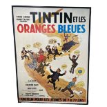 Large canvas poster for the film "Tintin et les oranges bleues" (Tintin and the Blue Oranges)