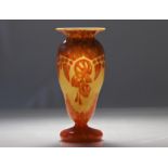 Le Verre Francais acid-etched vase with daffodil design
