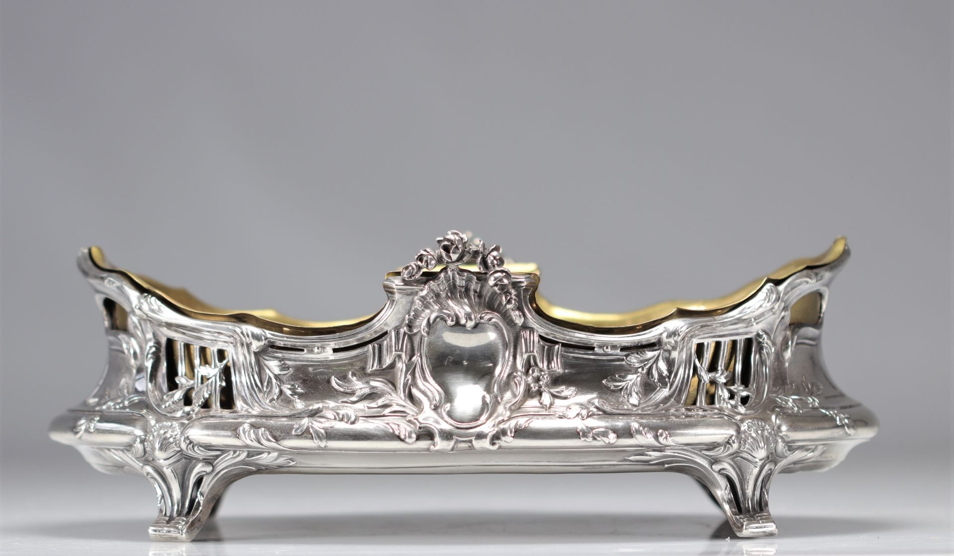 PUIFORCAT solid silver jardiniere, Louis XV style, hallmarked 950 and E&P - Image 5 of 7