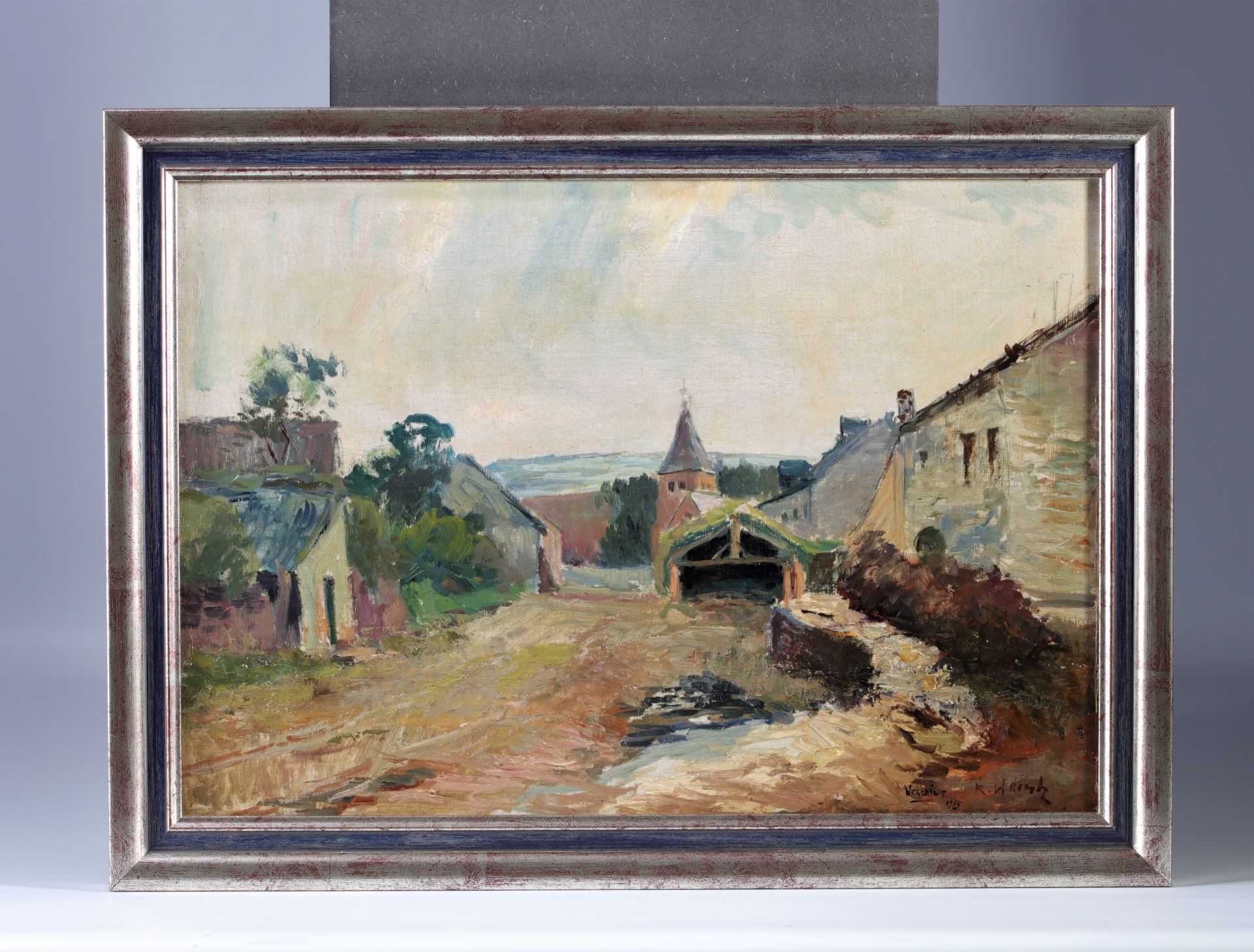 HEINTZ Richard (1871-1929) Oil on canvas "Verlaine sur Ourthe" (Verlaine on Ourthe)