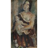 Valentine Henriette PRAX (1897-1981) Oil on paper "young woman and child"