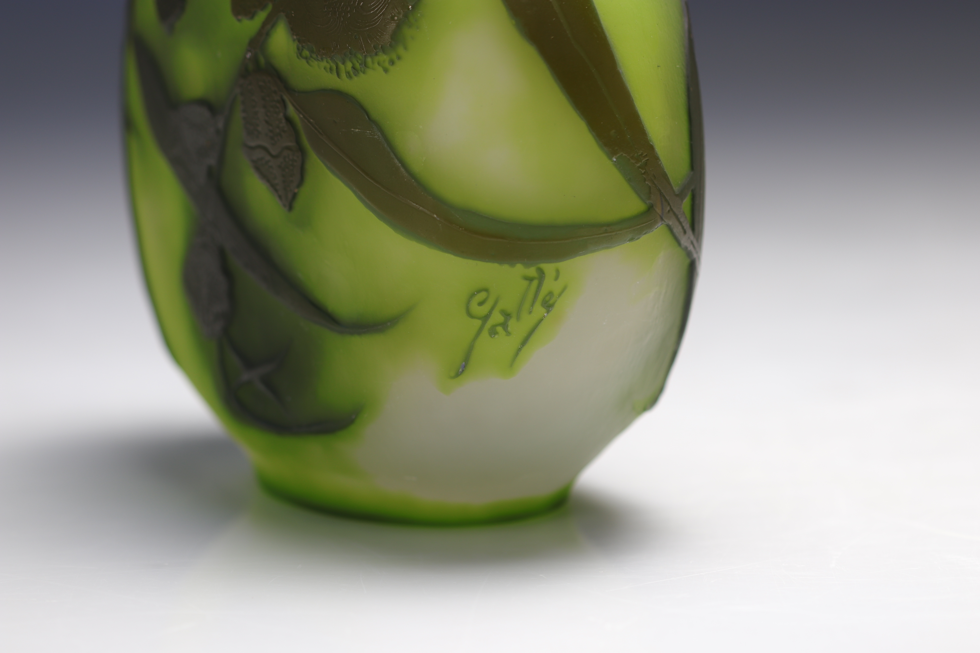 Emile GALLE (1846-1904) multi-layered vase with eucalyptus on a green background - Image 4 of 4