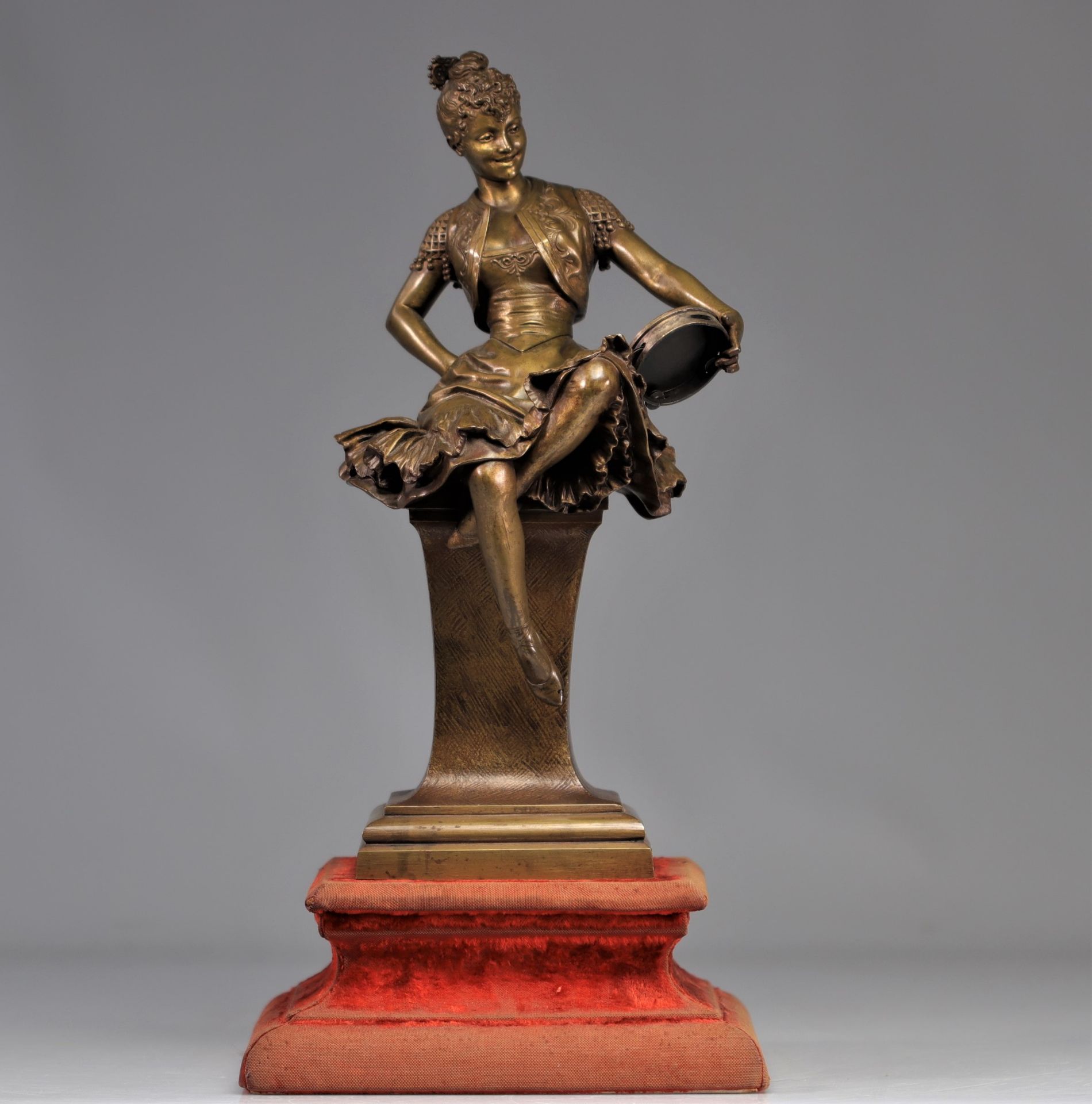 Eutrope BOURET (1833-1906) Bronze young woman with tambourine - Bild 2 aus 5