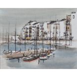 Georges DAMIN (1942) Mixed technique "Port de St Tropez"