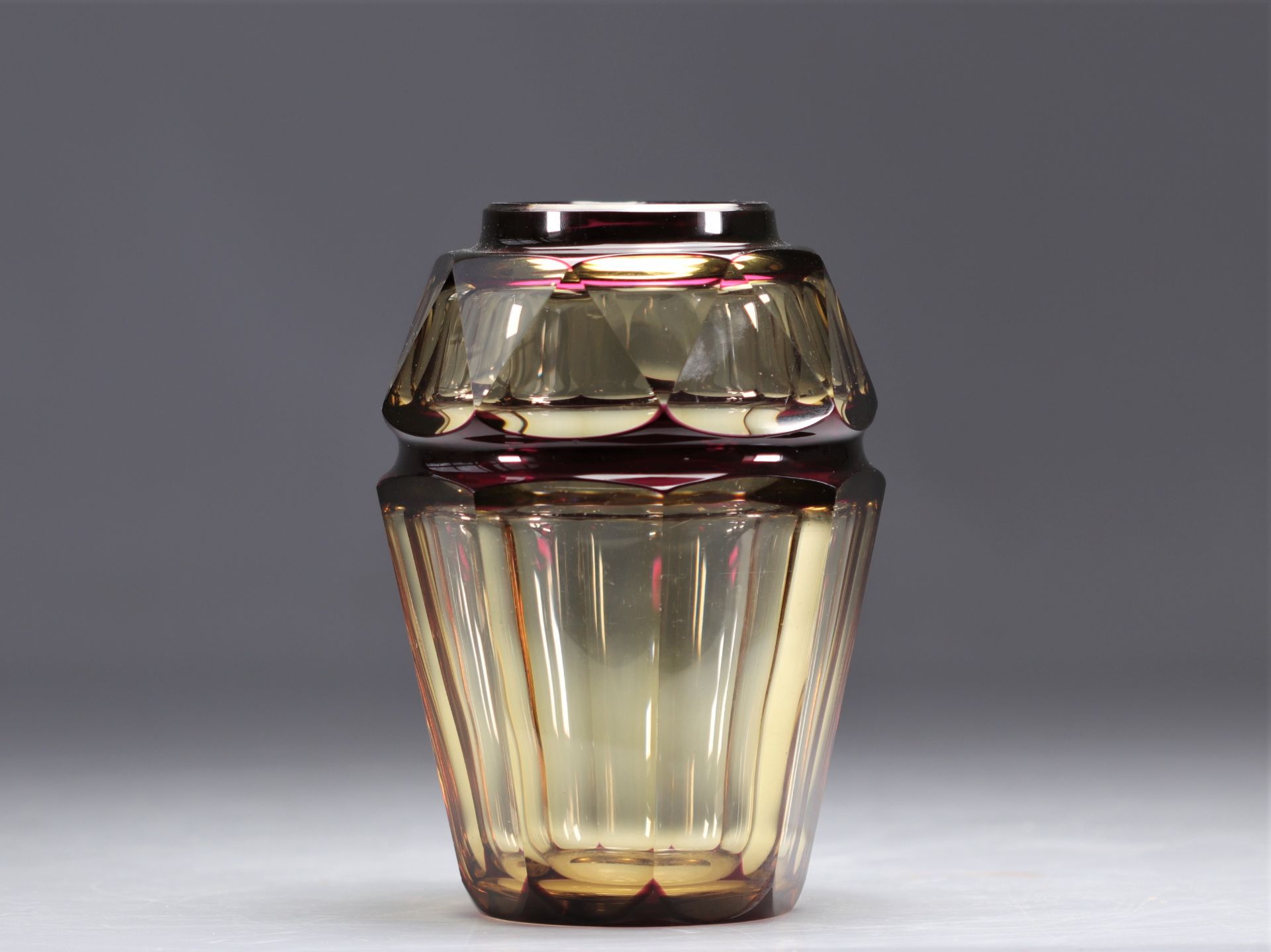 Val Saint Lambert topaz crystal vase with red Art Deco lining - Bild 6 aus 6