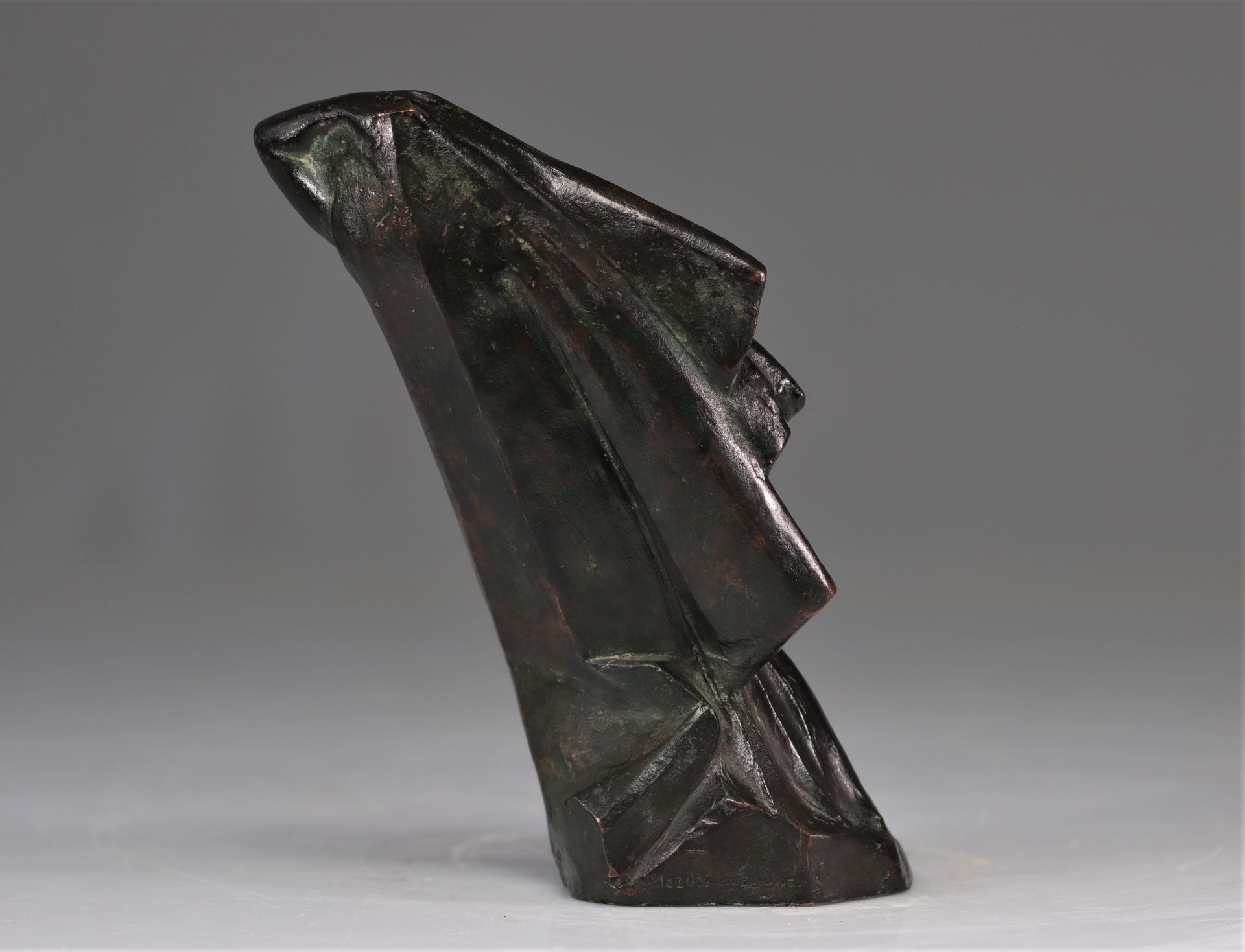 Felix METDEPENNINGHEN (1867-1937) Art Nouveau bronze of a young woman monogrammed HO - Image 3 of 5