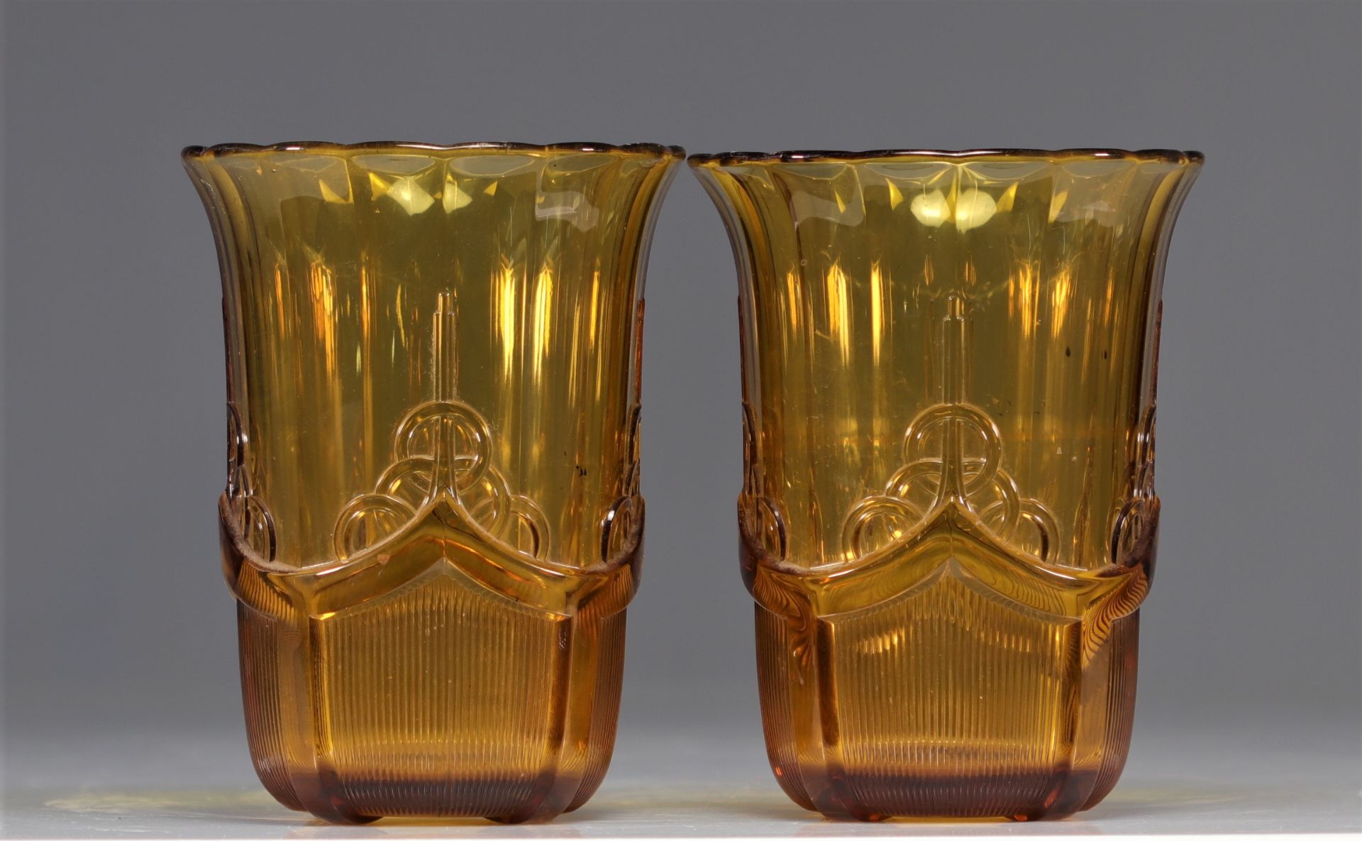 (2) Pair of Luxval Olympique glass vases