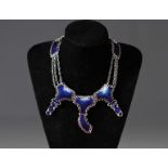 PHILIPPE AIRAUD necklace adorned with bluish enamel plaques