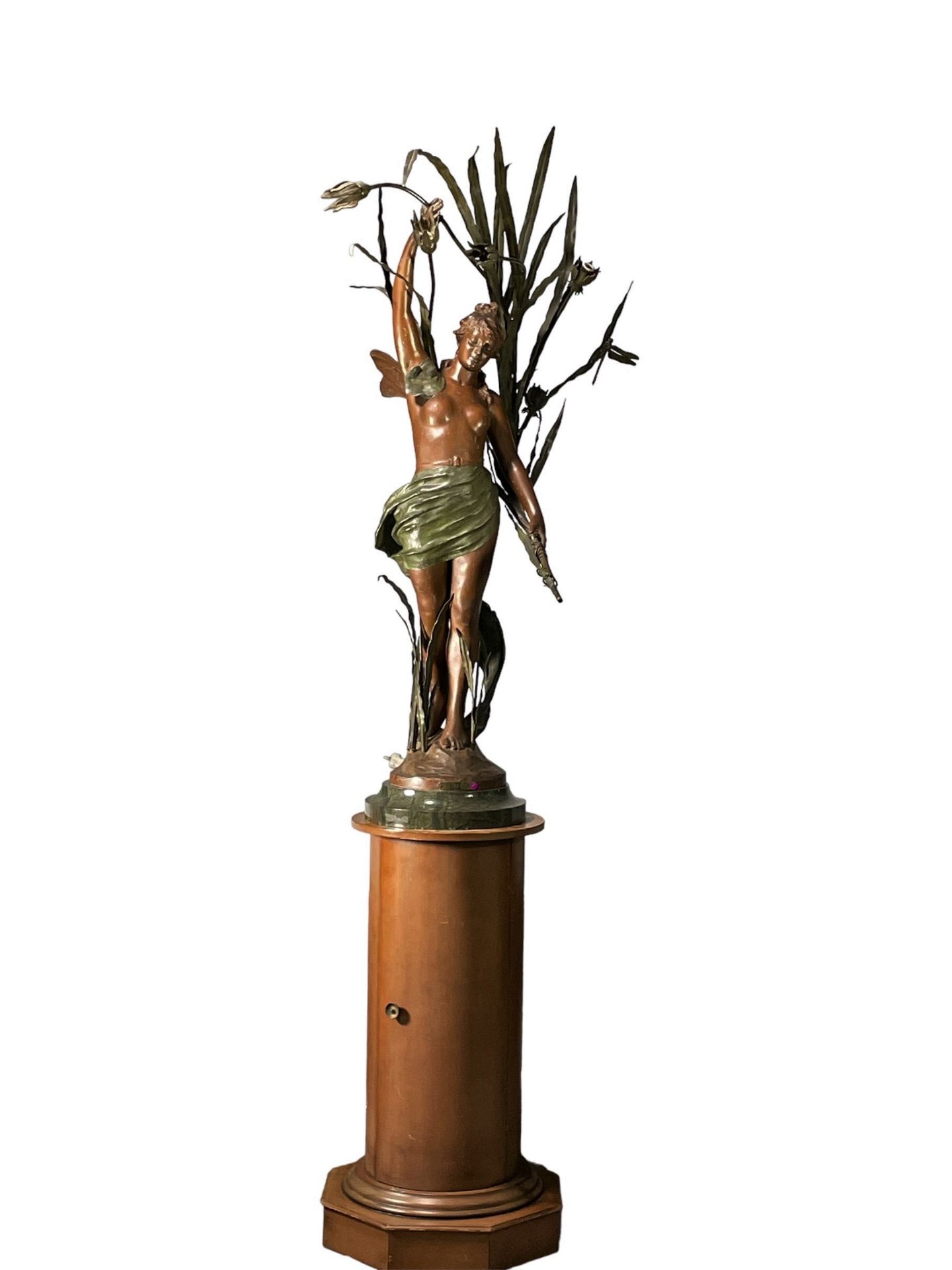 Large lamp "young woman with reeds and dragonflies" Art Nouveau - Image 4 of 4