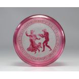 Val Saint Lambert Joseph Simon bonbonniere acid-etched lid with antique decoration