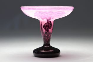 Le Verre Francais acid-etched vase with Dahlia design