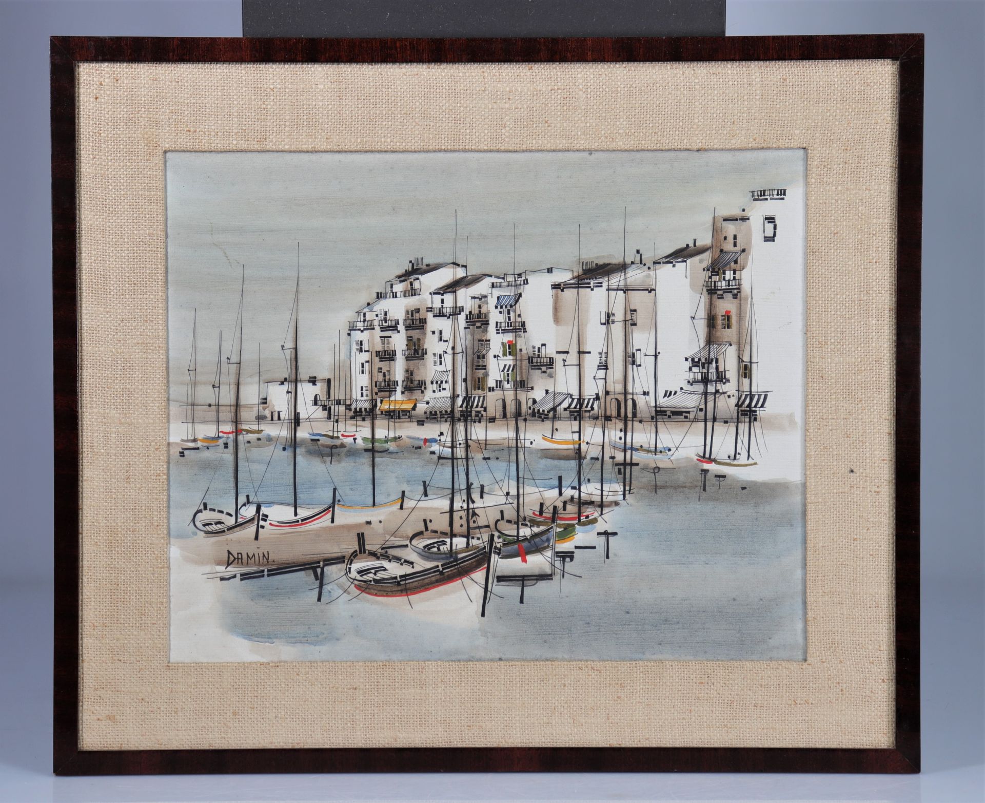 Georges DAMIN (1942) Mixed technique "Port de St Tropez" - Bild 2 aus 2