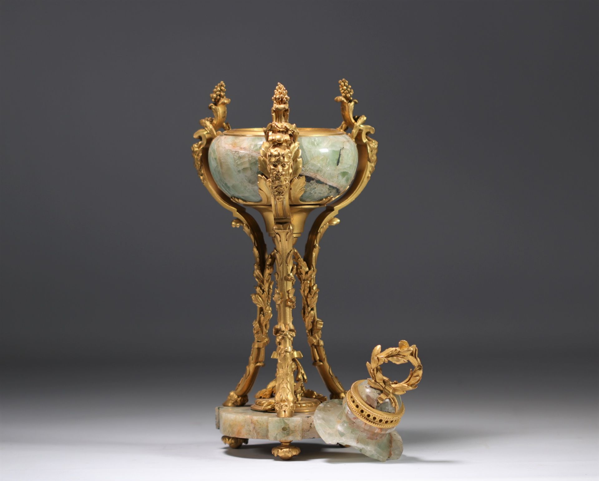Napoleon III gilt bronze and marble vase stamped COLIN, Paris - Image 3 of 4