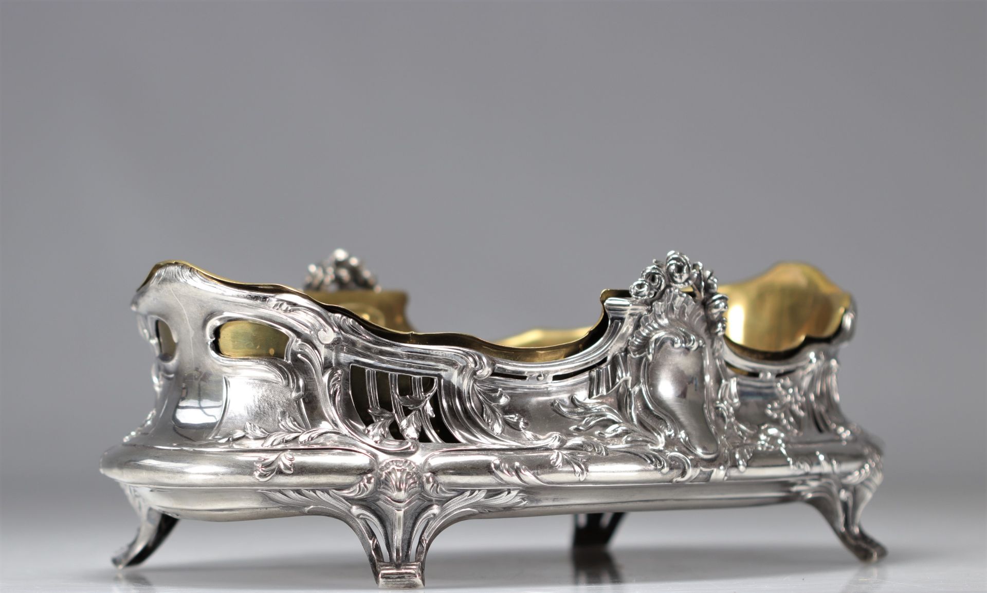 PUIFORCAT solid silver jardiniere, Louis XV style, hallmarked 950 and E&P - Image 2 of 7