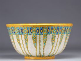 Charles CATTEAU (1880-1966) - BOCH FRERES, Glazed ceramic bowl with stylized decoration