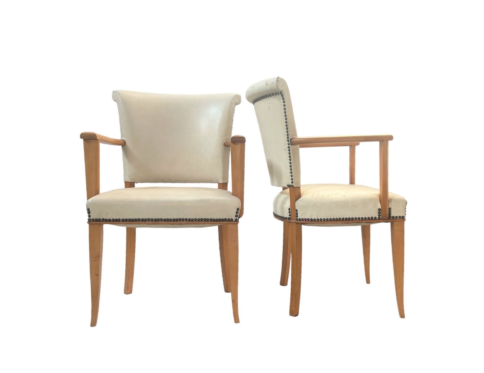 (2) Pair of armchairs in sycamore wood in the style of Art Deco in the taste of Andre Arbus - Image 2 of 2
