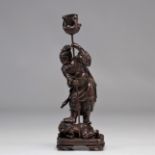 Japanese bronze "candlestick" figure on a demon from Meiji period (æ˜Žæ²»æ™‚ä»£)