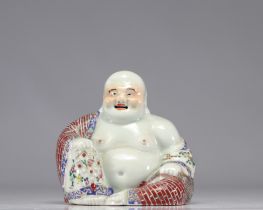 Chinese porcelain Buddha of the Famille rose with mark under the piece