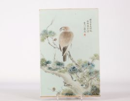 Qianjiang porcelain plate decorated with birds on a tree branch, signed Yun Men Shan Qiao from 19th