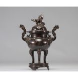 Bronze incense burner with silver inlay from Vietnam from 19th century