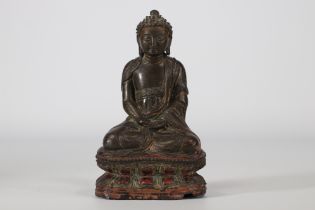 Bronze Buddha, traces of lacquer. Ming Dynasty