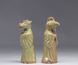 (2) Lots of Chinese zodiac sculptures in terracotta and celadon enamel from the Ming period (æ˜Žæœ)