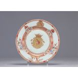 Porcelain plate in iron red and gold decorated with the sichtermann family coat of arms and squirrel
